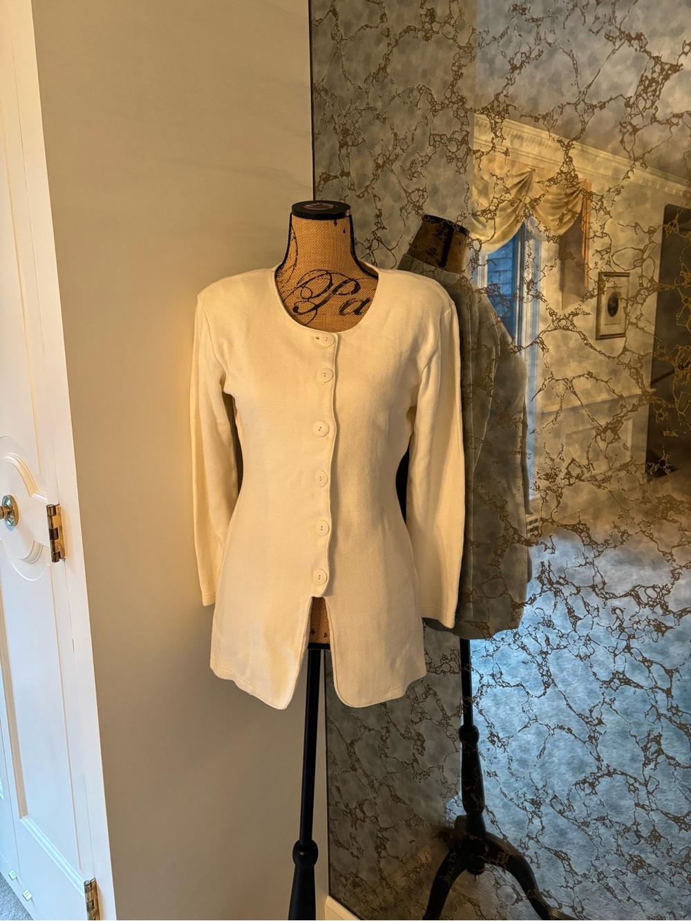 Cream Button-Front Women’s Blazer Jacket